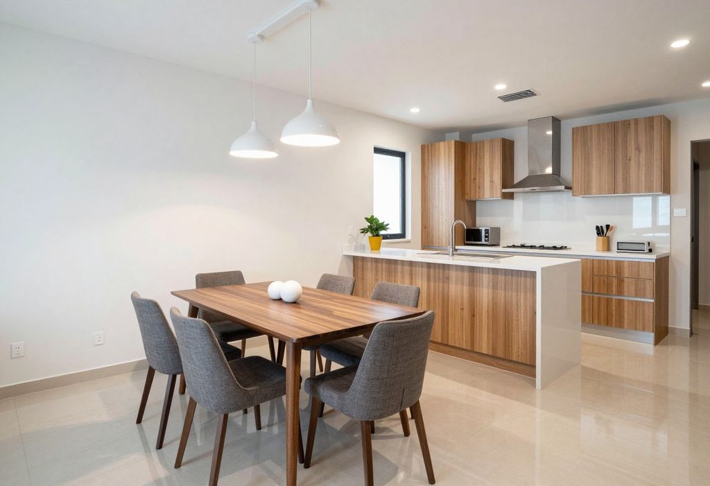 Comedor y cocina abierta con isla
