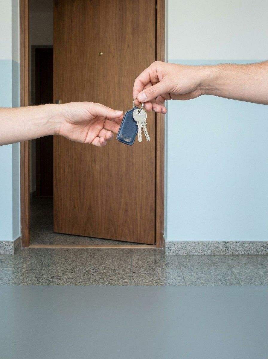 Entrega de las llaves de un departamento en la puerta